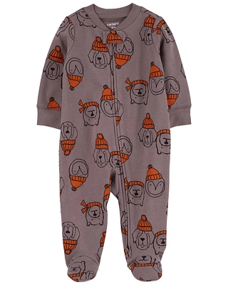Baby Animal Print 2-Way Zip Cotton Sleep & Play Pajamas