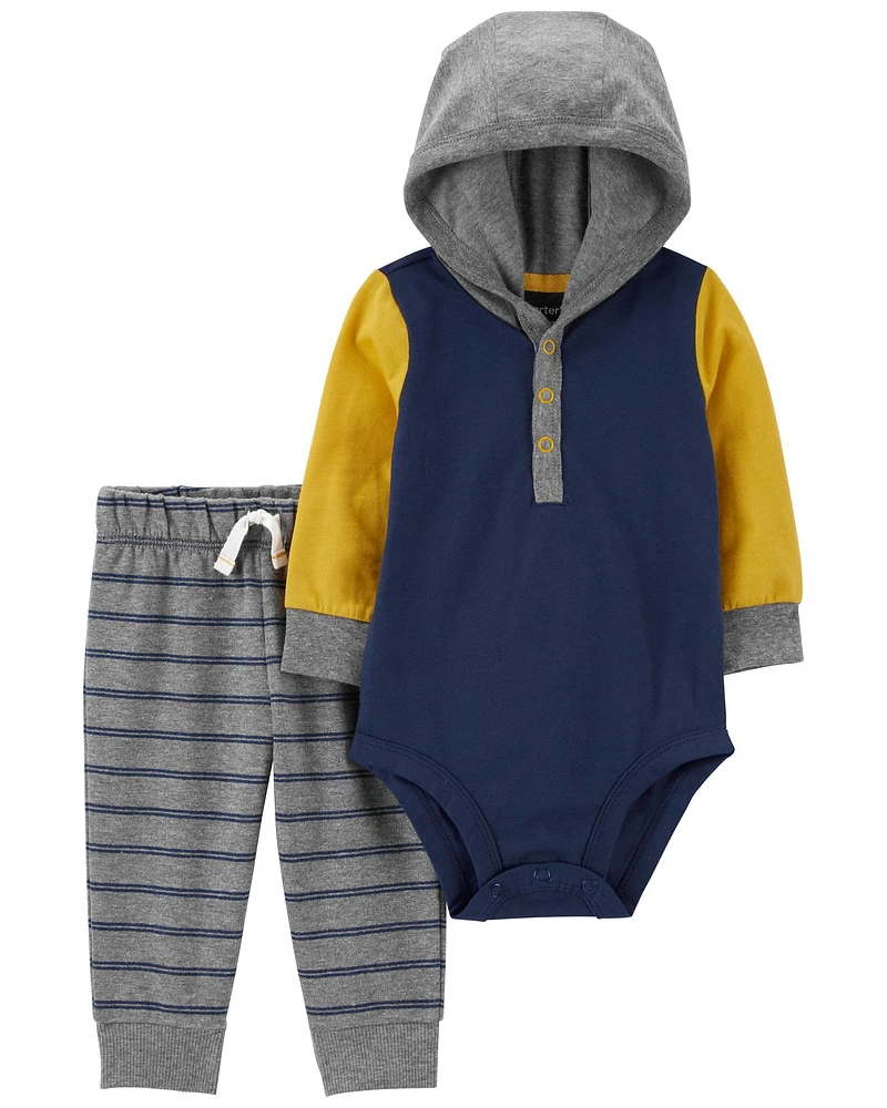 Baby 2-Piece Hooded Bodysuit Pant Set