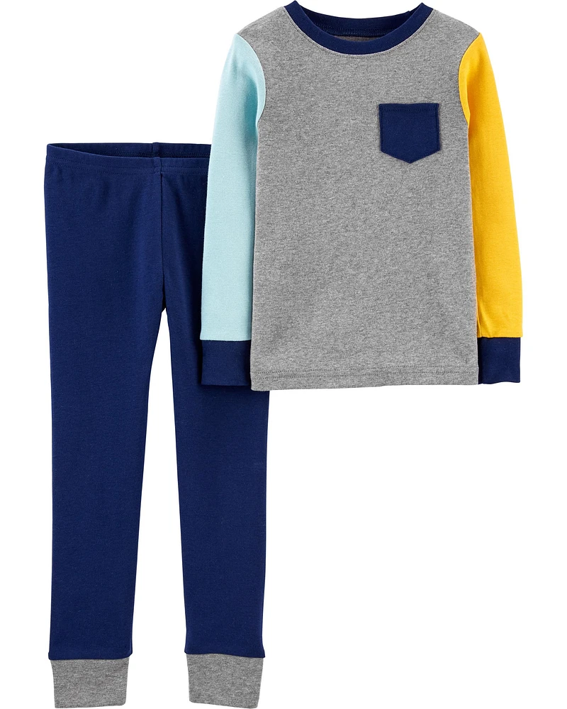 Kid 2-Piece Colorblock 100% Snug Fit Cotton Pajamas