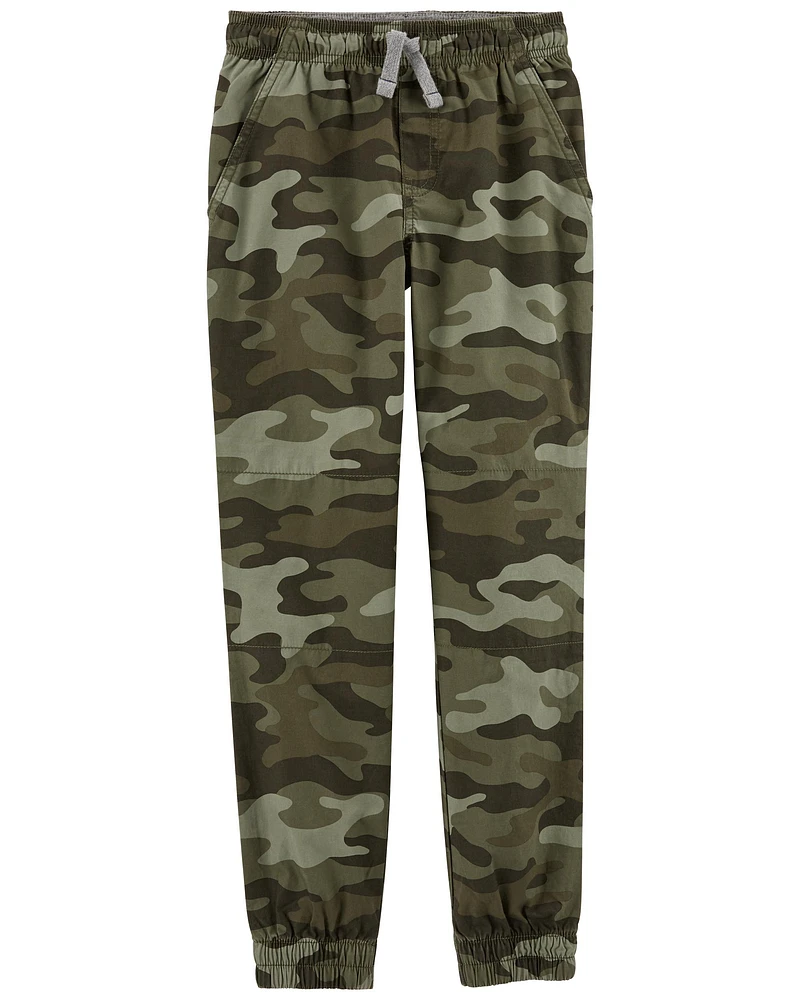 Kid Elastic Waist Camo Print Poplin Joggers