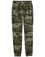 Kid Elastic Waist Camo Print Poplin Joggers