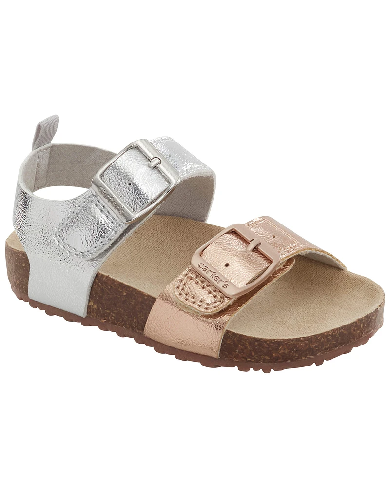 Kid Buckle Faux Cork Sandals