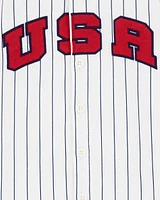 Toddler USA Striped Baseball Tee