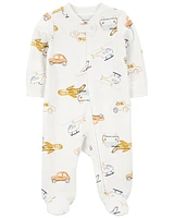 Baby Vehicles 2-Way Zip Cotton Sleep & Play Pajamas
