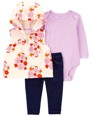 Baby 3-Piece Floral Little Vest Set