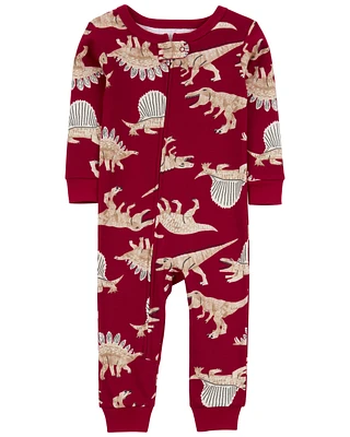 Toddler 1-Piece Dinosaur 100% Snug Fit Cotton Footless Pajamas