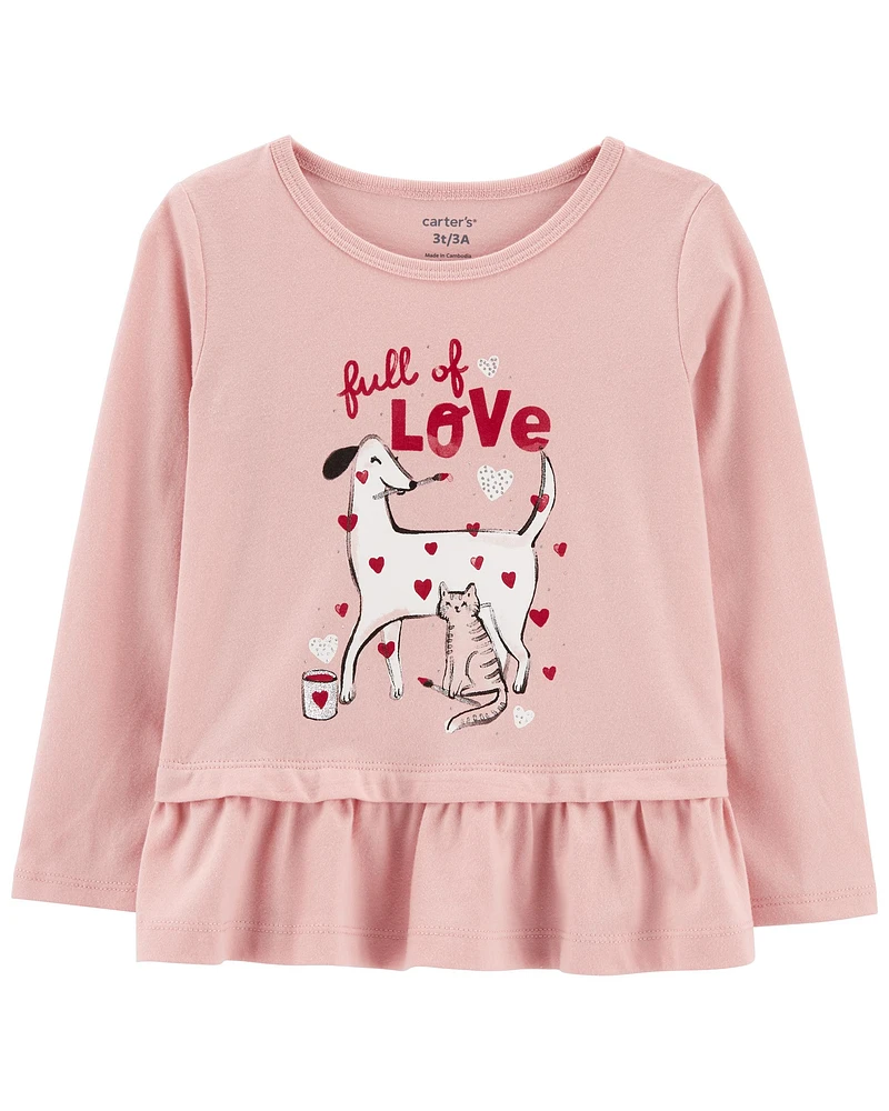 Baby Valentine's Day Dog Peplum Tee