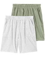 Kid 2-Pack Pull-On Slub Jersey Pajama Shorts