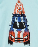 Kid Race Car Zoom Graphic Tee