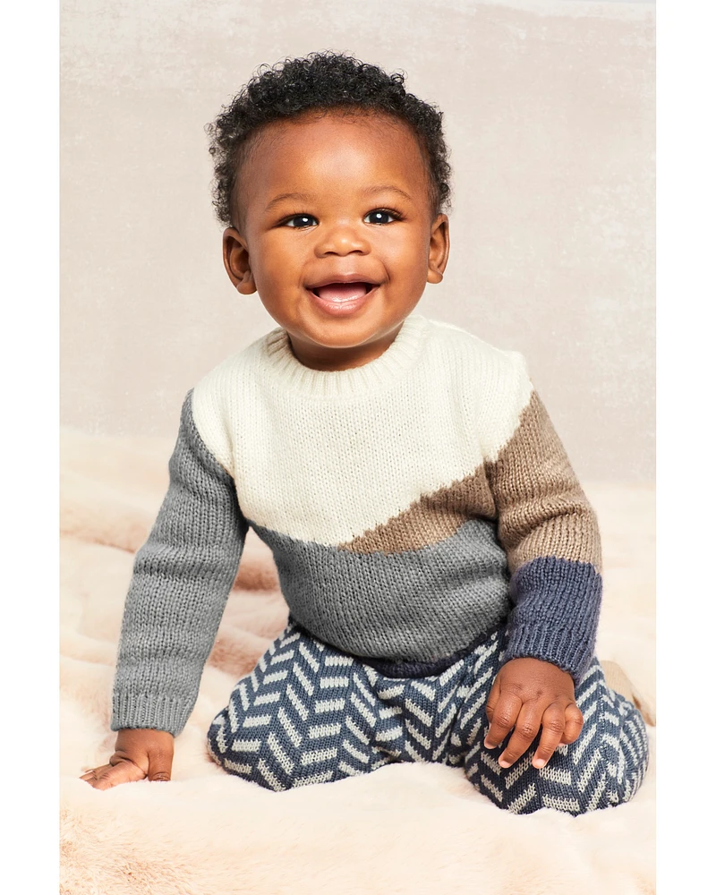 Baby Colorblock Mohair-Like Sweater