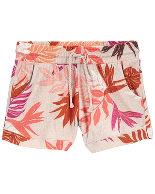 Kid Floral Pull-On Knit Gauze Shorts