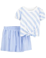 Baby 2-Piece Striped Top & Skort Set