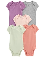 Baby 5-Pack Short-Sleeve Solid Bodysuits