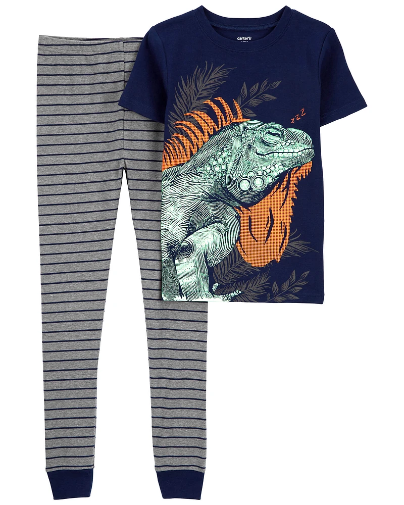 Kid 2-Piece Iguana Cotton Blend Pajamas