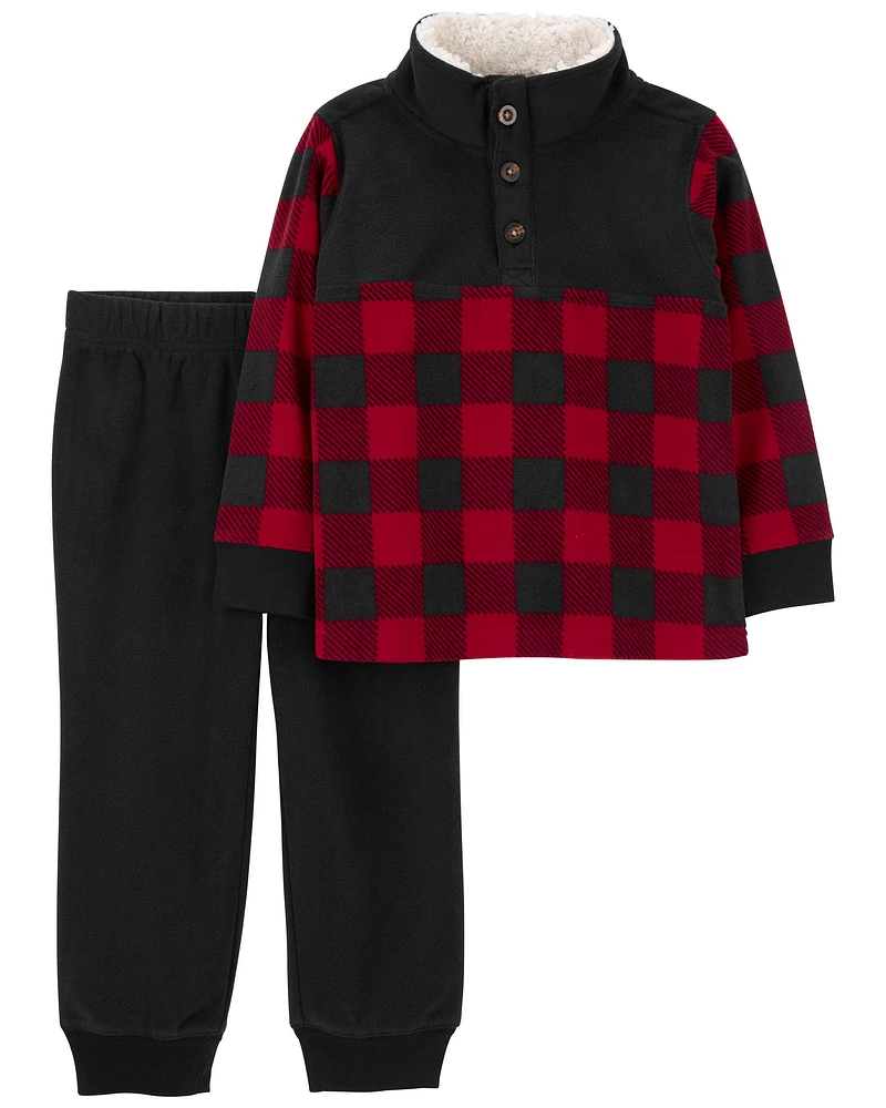 Toddler 2-Piece Buffalo Check Fleece & Jogger Set