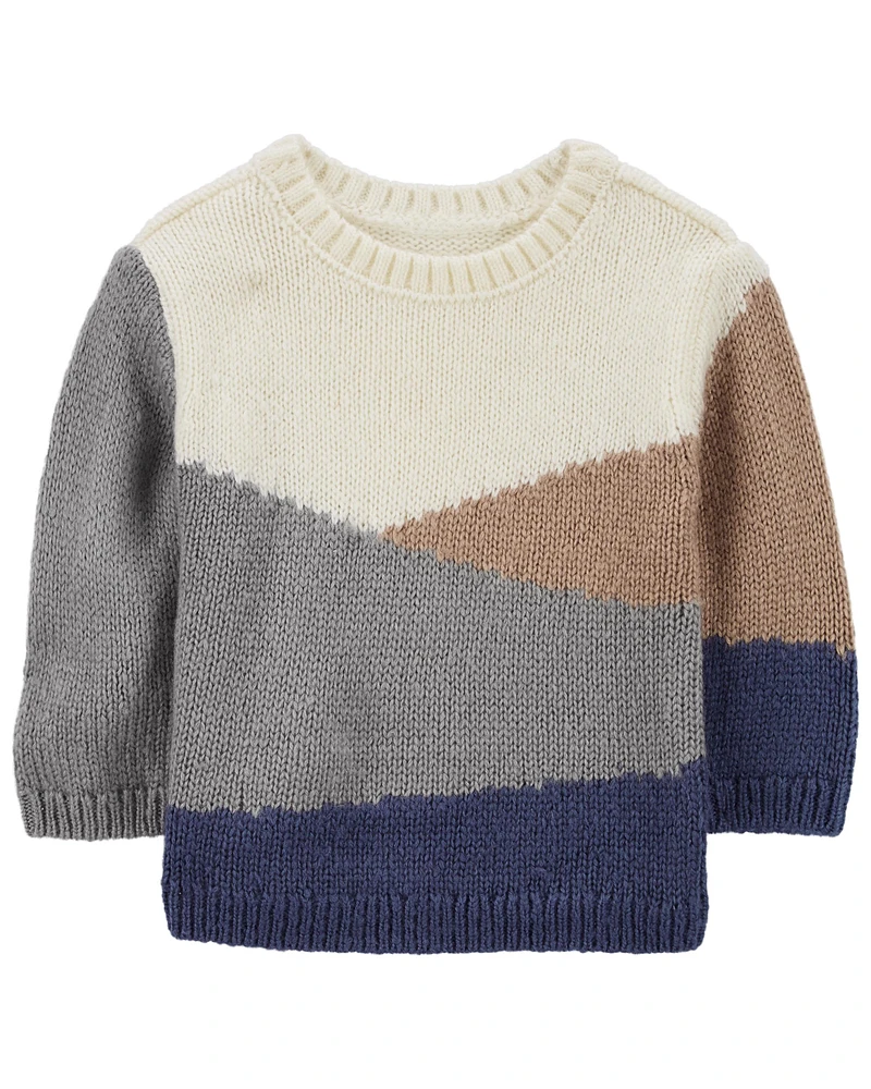 Baby Colorblock Mohair-Like Sweater