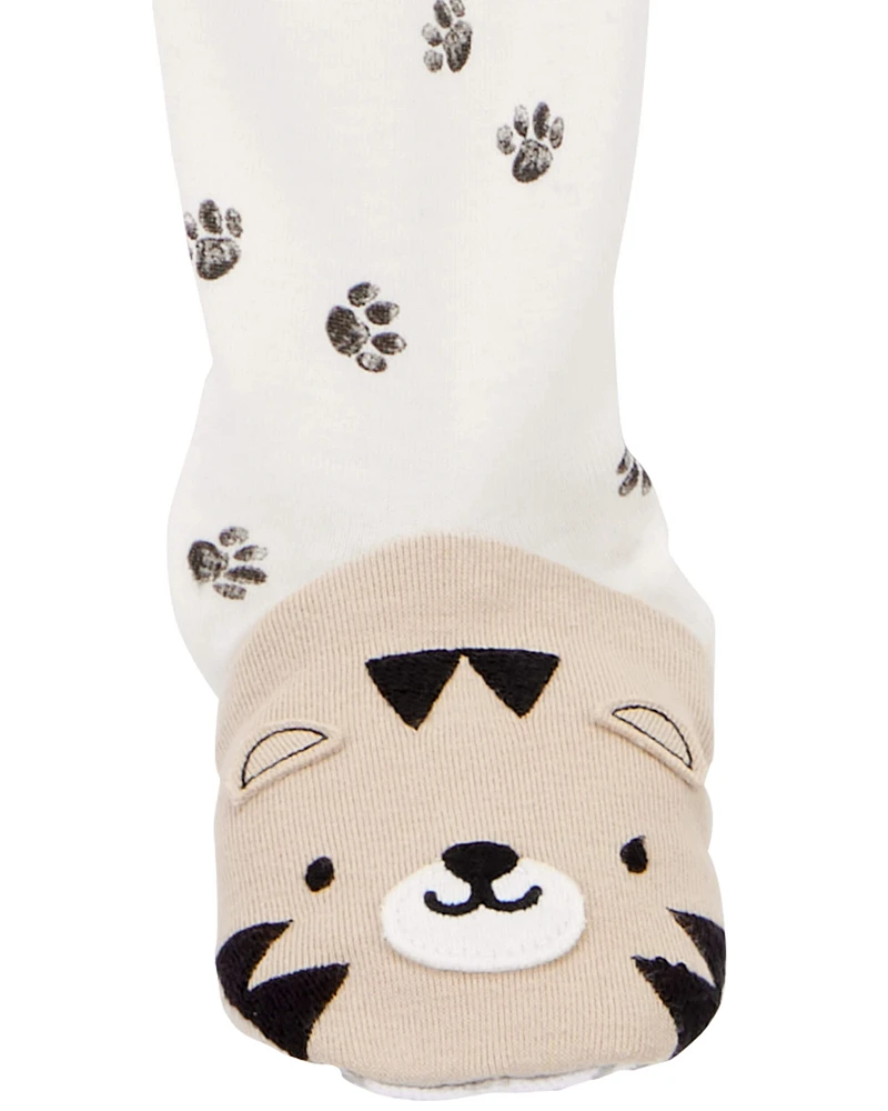 Toddler 1-Piece Tiger Paw 100% Snug Fit Cotton Footie Pajamas
