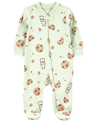Baby Milk & Cookies 2-Way Zip Cotton Sleep Play Pajamas