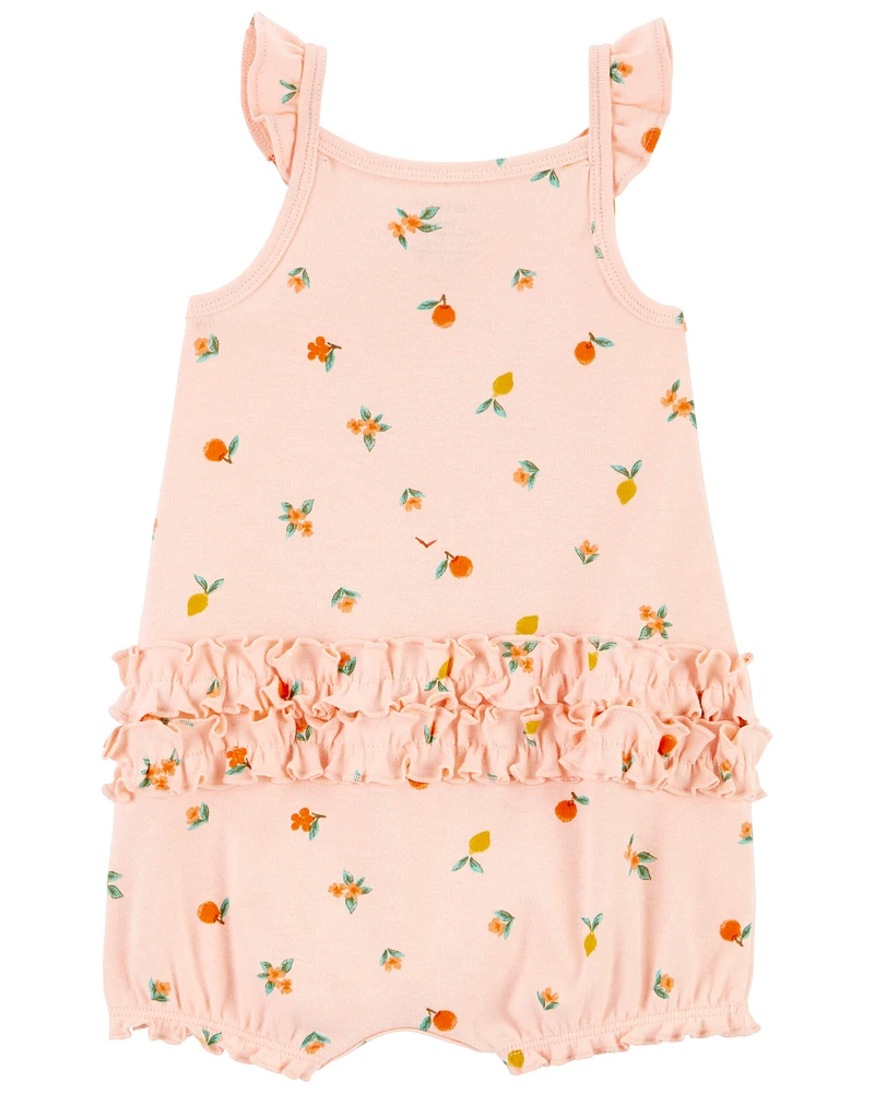 Baby Peach Snap-Up Cotton Romper