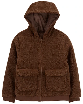 Kid Reversible Hooded Sherpa Jacket
