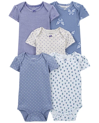 Baby 5-Pack Butterfly Short-Sleeve Bodysuits