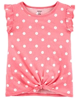 Kid Polka Dot Tie-Front Jersey Tee