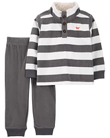 Baby 2-Piece Striped Fleece Pullover & Pant Set