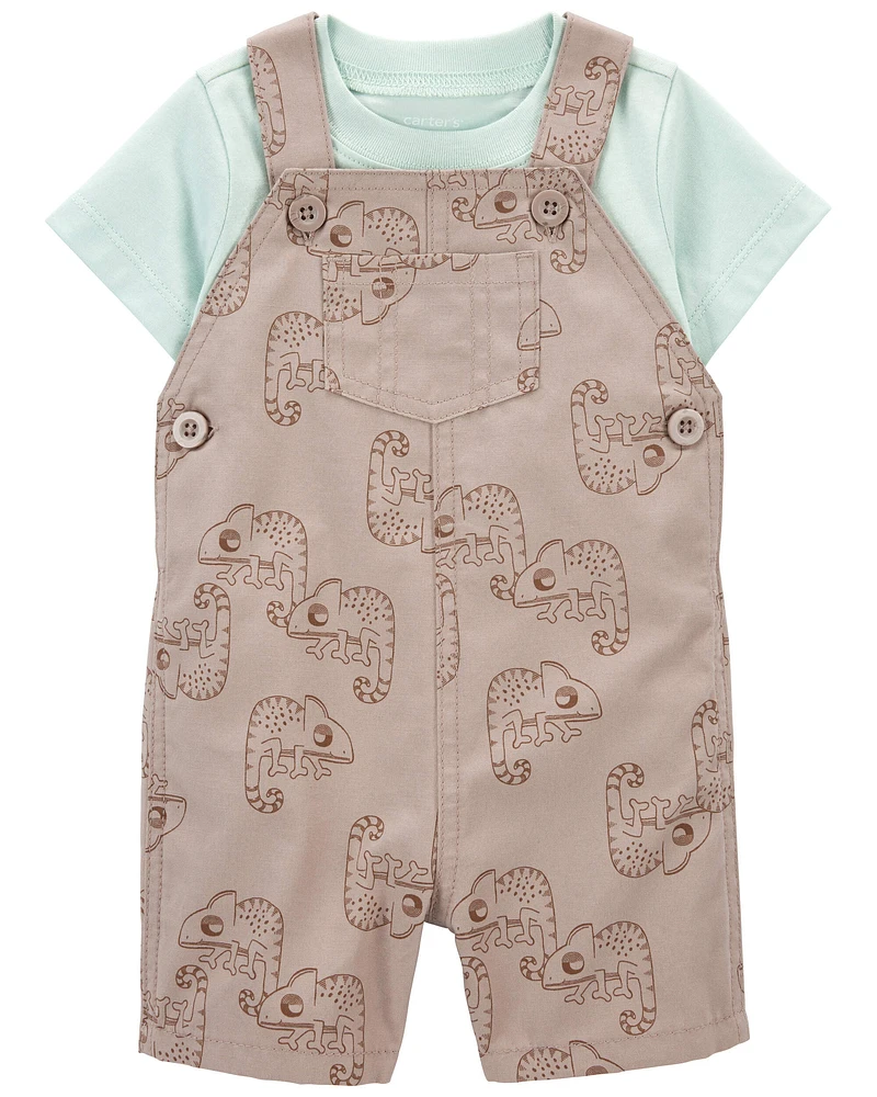 Baby 2-Piece Tee &  Lizard Print Shortalls Set