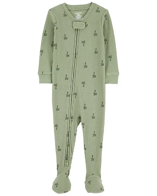Baby 1-Piece Palm Tree Thermal Footie Pajamas