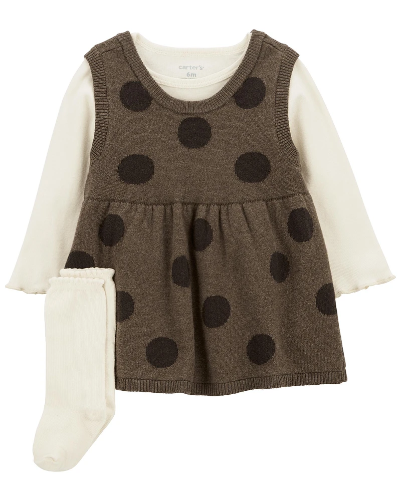 Baby 3-Piece Dress and Socks Set