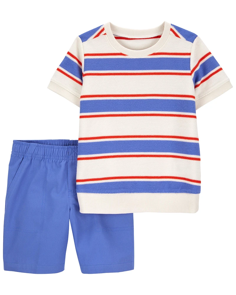 Toddler 2-Piece Striped Tee & Canvas Short Set