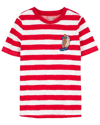 Kid Striped Hot Dog Graphic Tee