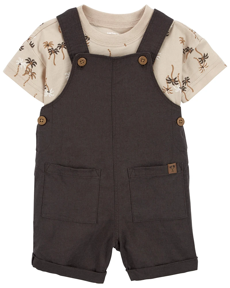 Baby 2-Piece Palm Tree Tee & Shortall Set