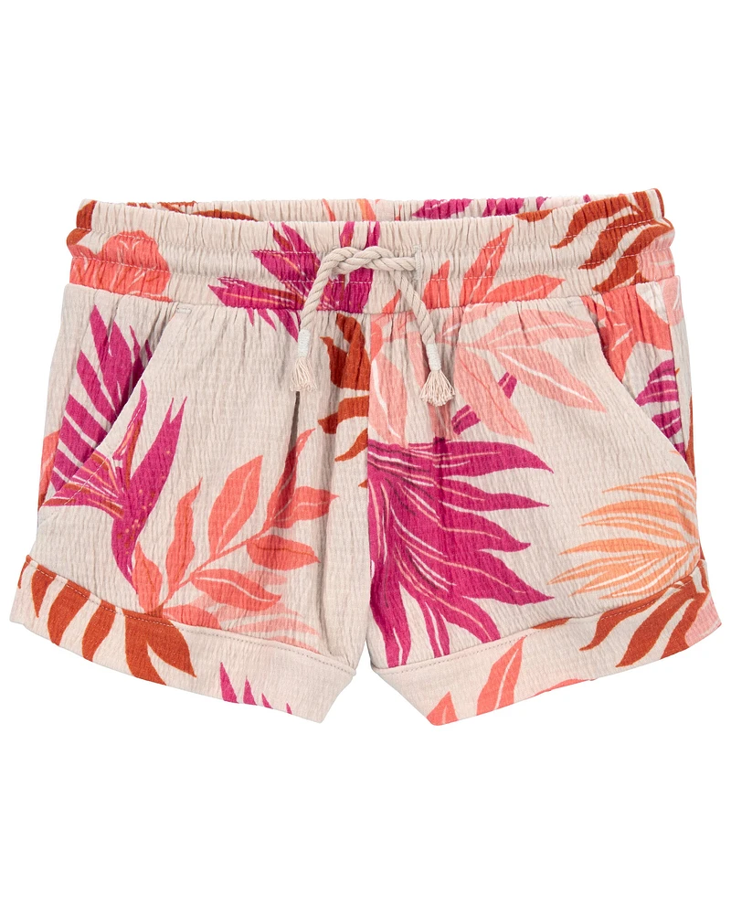 Toddler Floral Pull-On Knit Gauze Shorts