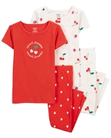 Baby 4-Piece Cherry 100% Snug Fit Cotton Pajamas