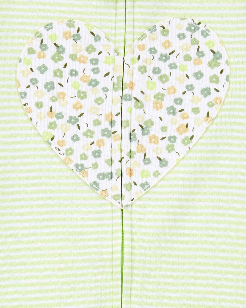 Toddler 1-Piece Heart 100% Snug Fit Cotton Romper Pajamas