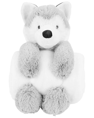 Husky Plush Stuffed Animal & Blanket Set