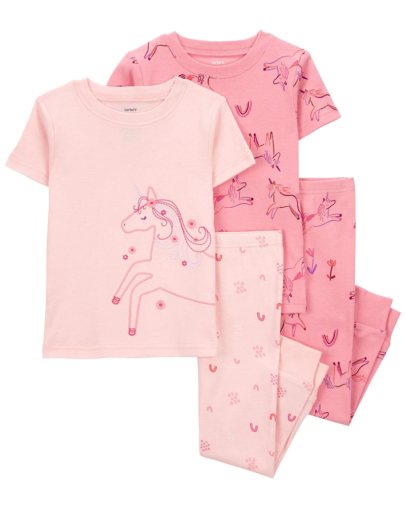 Baby 4-Piece Unicorn 100% Snug Fit Cotton Pajamas