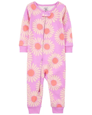 Toddler 1-Piece Daisy 100% Snug Fit Cotton Footless PJs