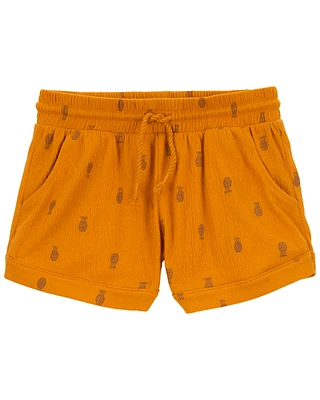 Kid Pineapple Pull-On Knit Gauze Shorts