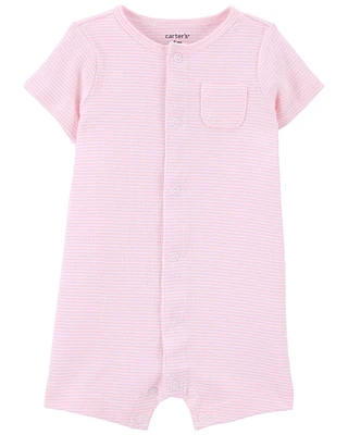 Baby Striped Snap-Up Cotton Romper