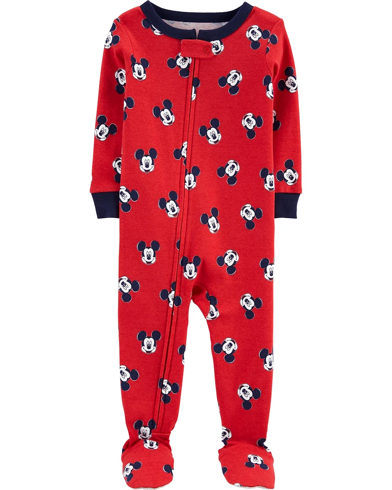 Toddler 1-Piece Mickey Mouse 100% Snug Fit Cotton Footie Pajamas