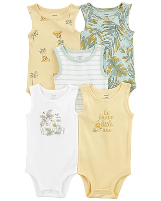 Baby 5-Pack "Be Brave Little One" Sleeveless Bodysuits