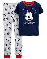 Kid 2-Piece Mickey Mouse 100% Snug Fit Cotton Pajamas