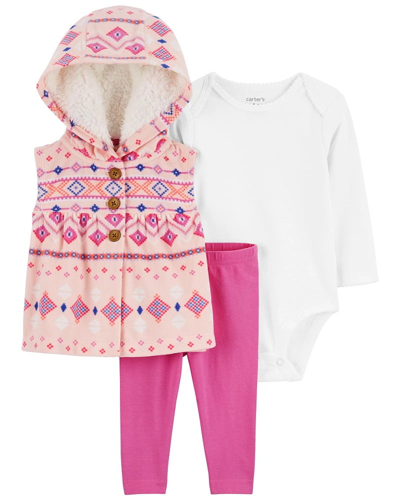 Baby 3-Piece Fair Isle Little Vest Set