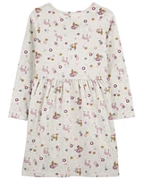 Kid Critter Print Jersey Dress