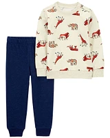 Baby 2-Piece Safari Animal Print Pullover & Pant Set