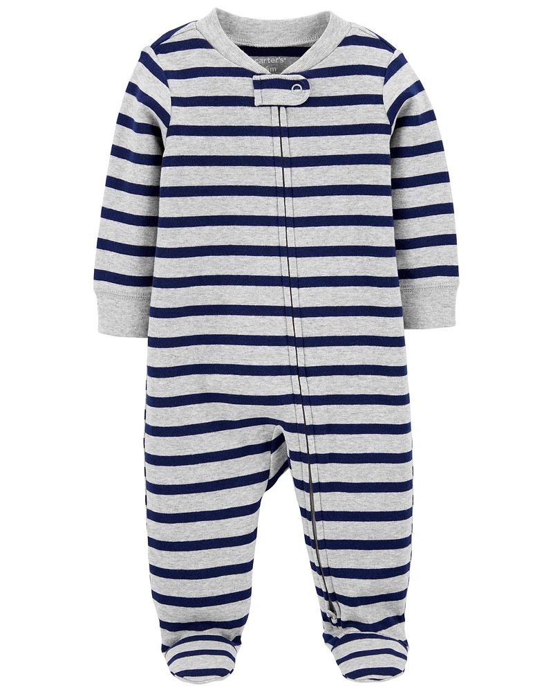Baby 1-Piece Navy Striped Sleep & Play Pajamas