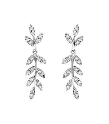 Pendientes colgantes hojas diamantes plata