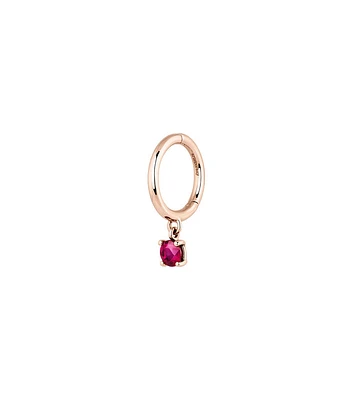 Pendiente aro rubí oro rosa 9 kt